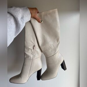 ASOS Tall Cream Leather Heeled Boots (ONLY WORN ONCE)